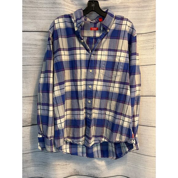 Izod Mens Plaid Button-Up Long Sleeve Shirt Size L - Picture 1 of 3